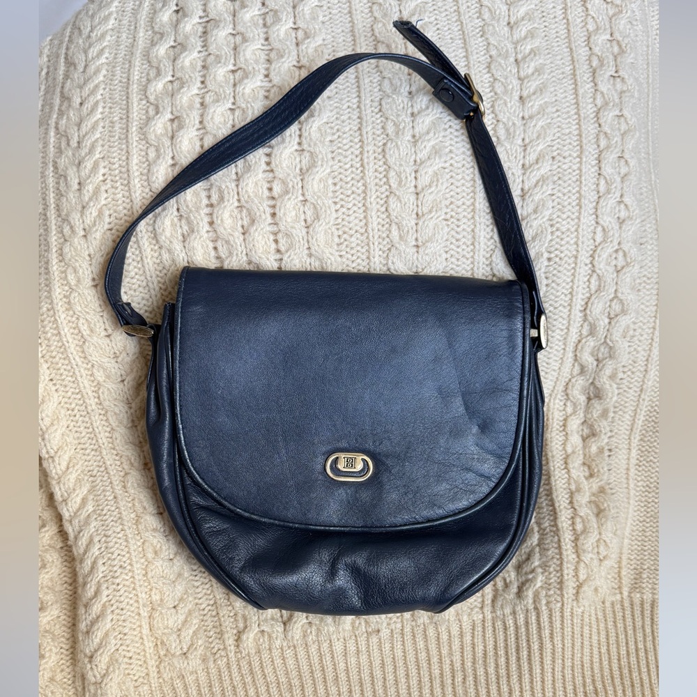 Beautiful Navy Italian leather shoulder bag by Borelli.